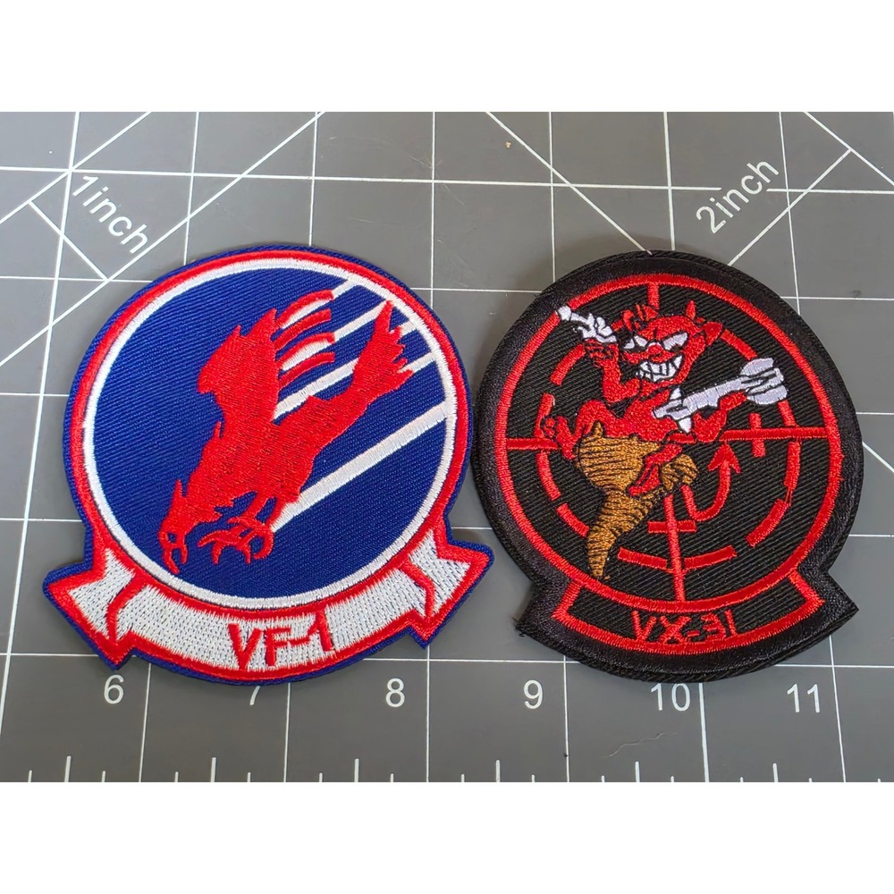 US Navy VF-1 Wolfpack & VX-31 Dust Devils Embroidered Flight Jacket Patches Lot